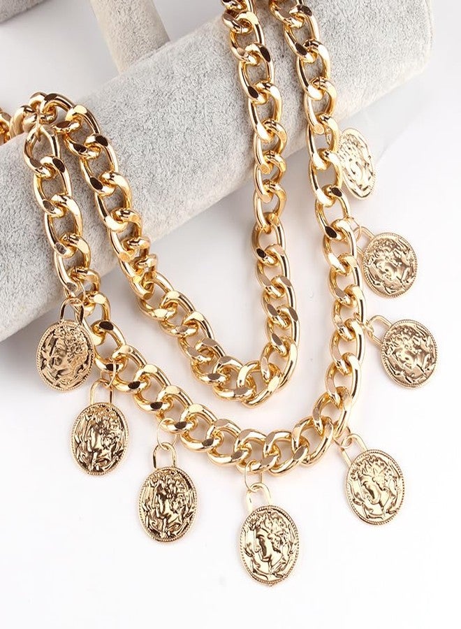 kepvrio Pirate Waist Chain for Women Multilayer Metal Waist Chain Belt Adjustable Long Belt Body Belly Chain Boho Layered Coin Waist Chain Pirate Costume Women Men Jewellery (Style-C) - Image 3